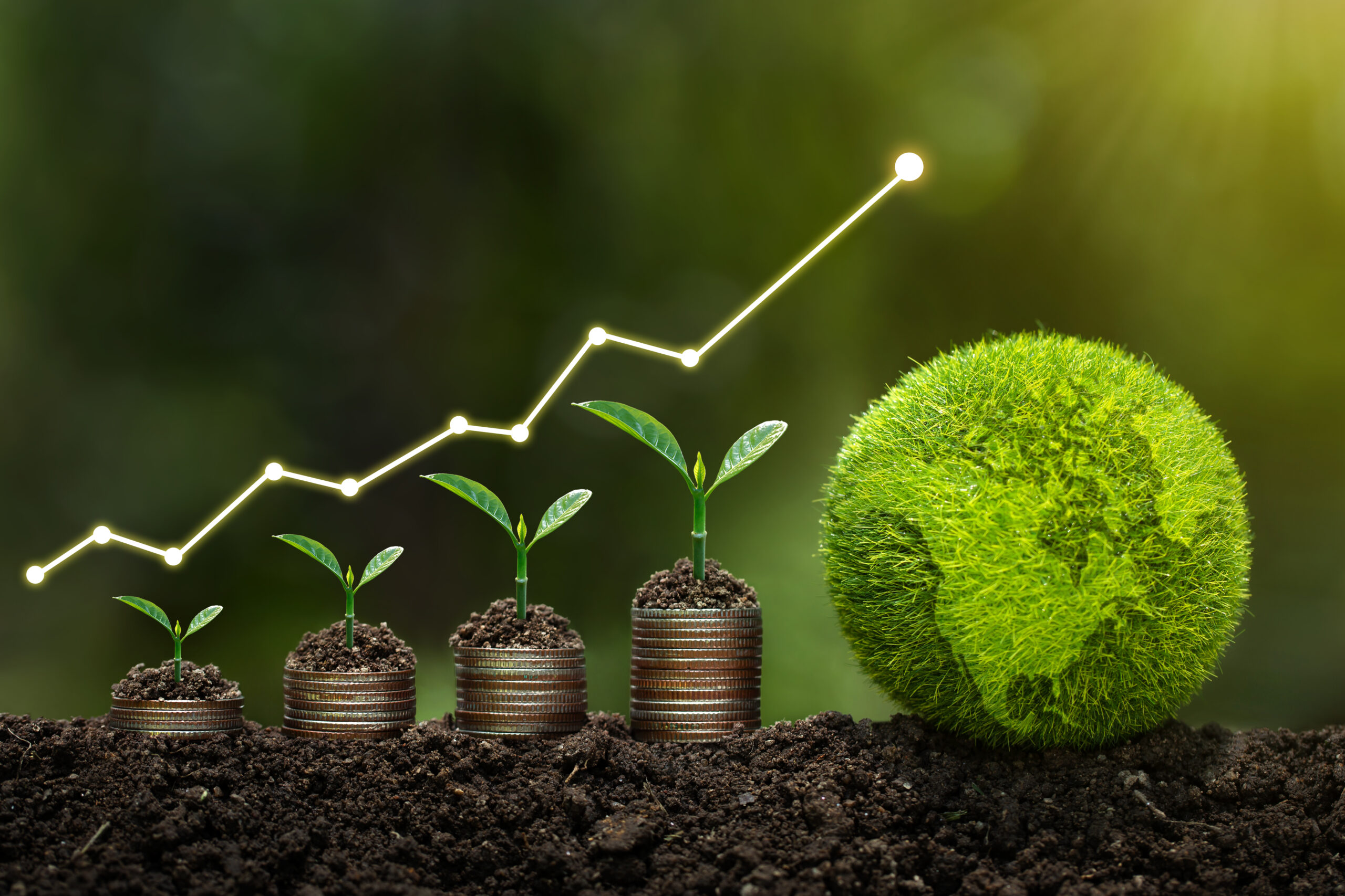sustainable Finance stacking coins for the planet